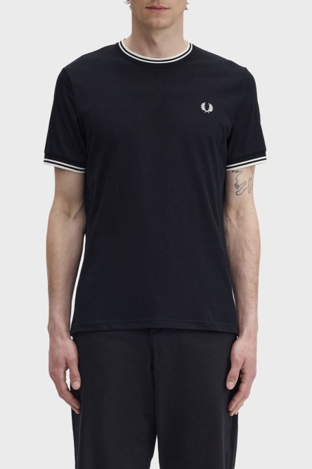 Fred Perry Pamuklu Regular Fit Logolu Bisiklet Yaka Erkek T Shirt M1588V 102 SİYAH - Fred Perry