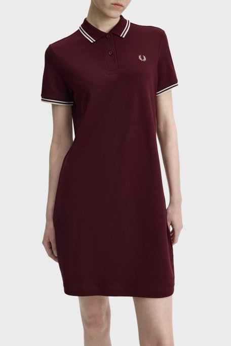 Fred Perry Pamuklu Regular Fit Logolu Düğmeli Polo Yaka Kadın Elbise D3600 597 BORDO - Fred Perry