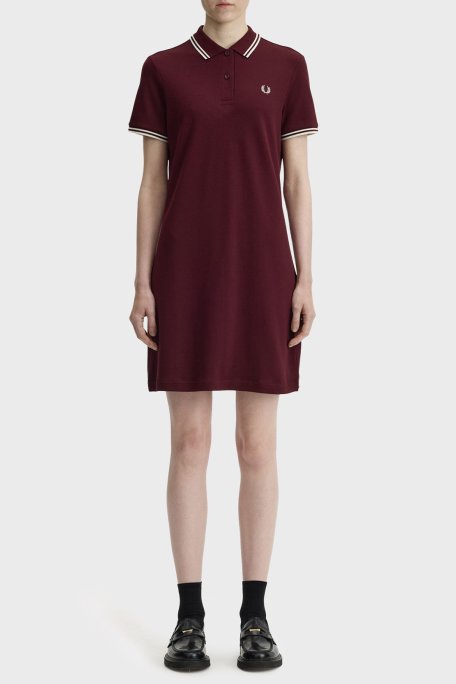 Fred Perry Pamuklu Regular Fit Logolu Düğmeli Polo Yaka Kadın Elbise D3600 597 BORDO - Fred Perry (1)