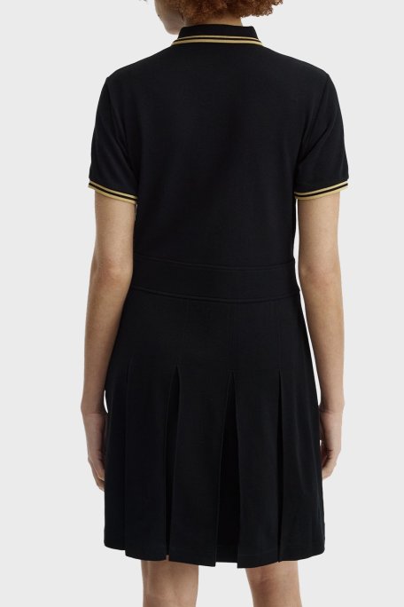 Fred Perry Pamuklu Regular Fit Logolu Düğmeli Polo Yaka Pileli Kadın Elbise D1177 90A SİYAH - Fred Perry (1)