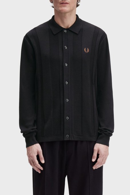 Fred Perry Pamuklu Regular Fit Uzun Kollu Örme Erkek Gömlek K9726 102 SİYAH - Fred Perry
