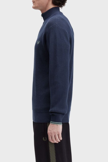 Fred Perry Pamuklu Regular Fit Yarım Fermuarlı Dik Yaka Yivli Erkek Sweat K8557 738 KOYU MAVİ - Fred Perry (1)