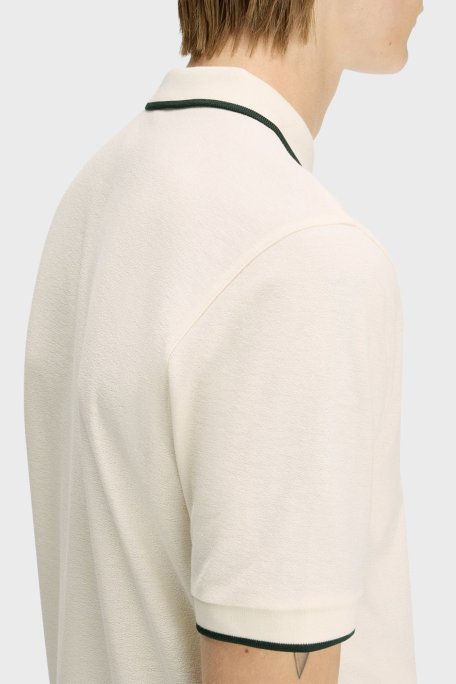 Fred Perry Şerit Detaylı % 100 Pamuk Regular Fit Yarım Fermuarlı Erkek Polo M2383 560 EKRU - Fred Perry (1)