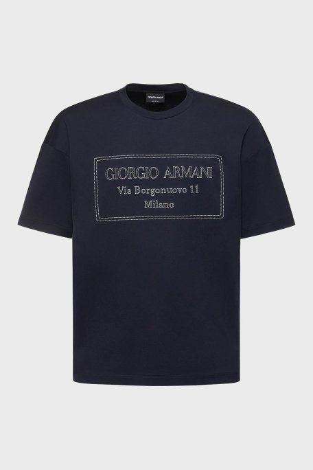 Giorgio Armani Logo Baskılı Bisiklet Yaka Erkek T Shirt