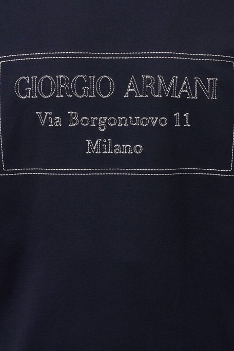 Giorgio Armani Pamuklu Bisiklet Yaka Erkek T Shirt 6RSM53 SJPBZ UBWF LACİVERT - Giorgio Armani (1)