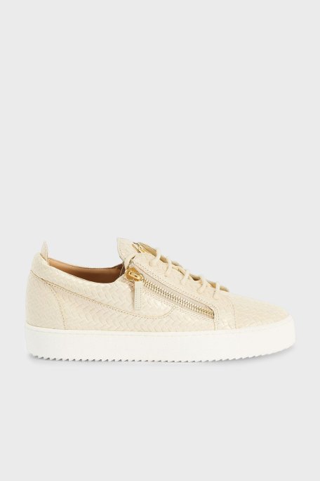 Giuseppe Zanotti Hakiki Deri Kalın Tabanlı Sneaker Erkek Ayakkabı RM50012-002 BEJ - Giuseppe Zanotti