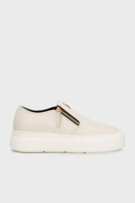 Giuseppe Zanotti Hakiki Deri Logolu Kalın Tabanlı Sneaker Erkek Ayakkabı EU40010-018 BEJ - Giuseppe Zanotti