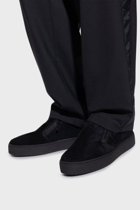 Giuseppe Zanotti Logolu Süet Kalın Tabanlı Sneaker Erkek Ayakkabı RU50025-001 SİYAH - Giuseppe Zanotti (1)