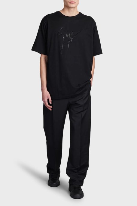 Giuseppe Zanotti Taş Logolu Pamuklu Regular Fit Erkek T Shirt IRU2003-002 SİYAH - Giuseppe Zanotti (1)