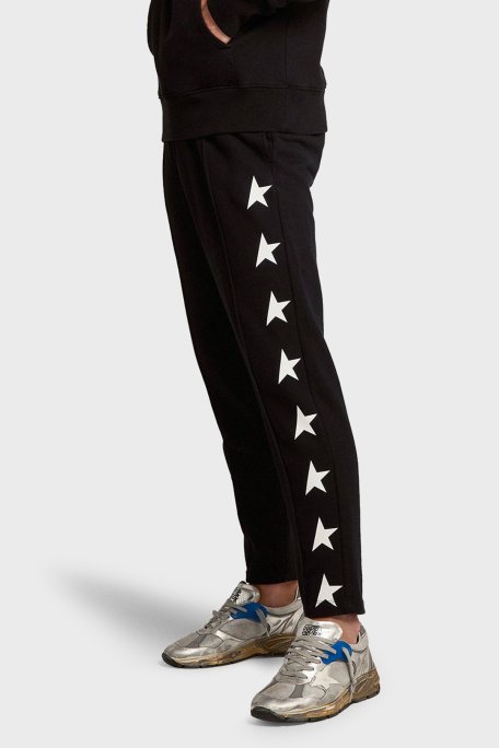 Golden Goose % 100 Pamuk Nervür Dikişli Normal Bel Regular Fit Jogger Erkek Pantolon GMP00877.P000532.80203 SİYAH - Golden Goose