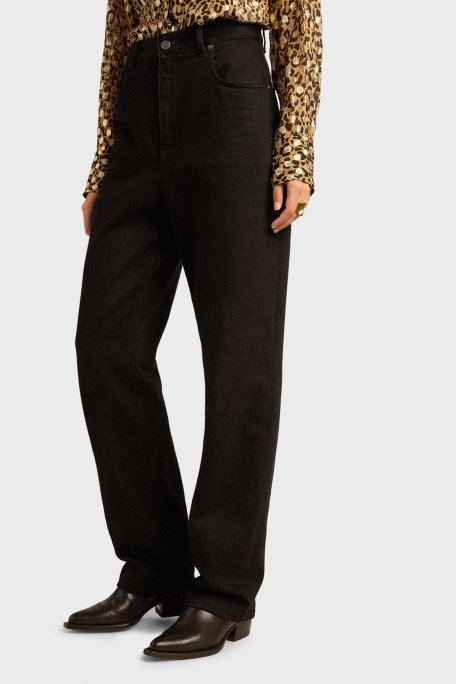 Golden Goose % 100 Pamuk Relaxed Fit Yüksek Bel Jeans Kadın Kot Pantolon GWP00844.P000625.90100 Siyah - Golden Goose