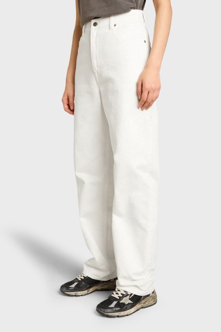 Golden Goose % 100 Pamuk Relaxed Yüksek Bel Jeans Kadın Kot Pantolon GWP00844.P000980.10190 Beyaz - Golden Goose