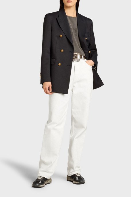 Golden Goose % 100 Pamuk Relaxed Yüksek Bel Jeans Kadın Kot Pantolon GWP00844.P000980.10190 Beyaz - Golden Goose (1)