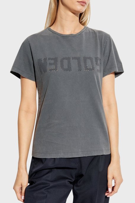 Golden Goose % 100 Pamuk Slim Fit Bisiklet Yaka Bayan T Shirt GWP01221.P000671.60318 ANTRASİT - Golden Goose