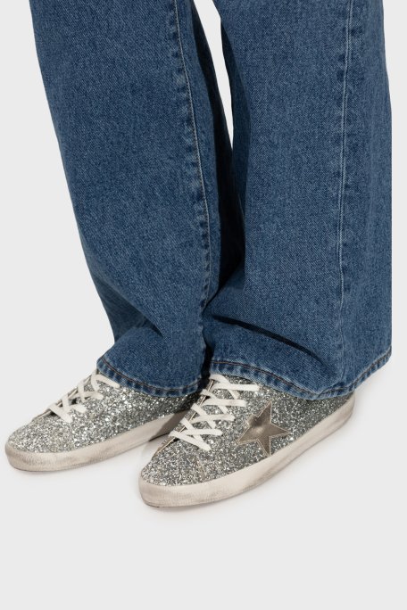 Golden Goose Hakiki Deri Logolu Sim Detaylı Sneaker Bayan Ayakkabı GWF00101.F008056.65224 GÜMÜŞ - Golden Goose (1)