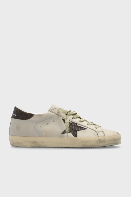 Golden Goose Logolu Hakiki Deri Sneaker Bayan Ayakkabı GWF00101.F006197.70311 GRİ - Golden Goose