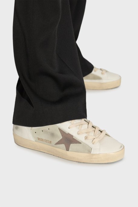 Golden Goose Logolu Hakiki Deri Sneaker Bayan Ayakkabı GWF00103.F006828.12174 BEYAZ-HAKİ - Golden Goose (1)