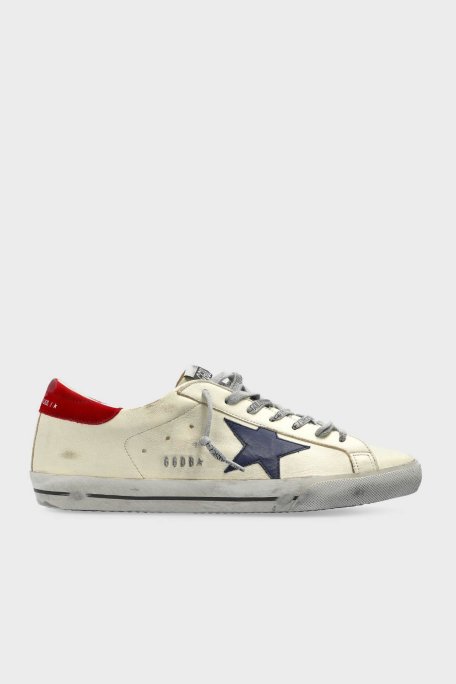 Golden Goose Logolu Hakiki Deri Sneaker Erkek Ayakkabı GMF00101.F006839.10317 BEYAZ - Golden Goose