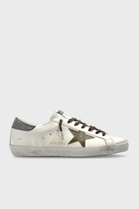 Golden Goose Logolu Hakiki Deri Sneaker Erkek Ayakkabı GMF00101.F007516.83112 BEYAZ - Golden Goose