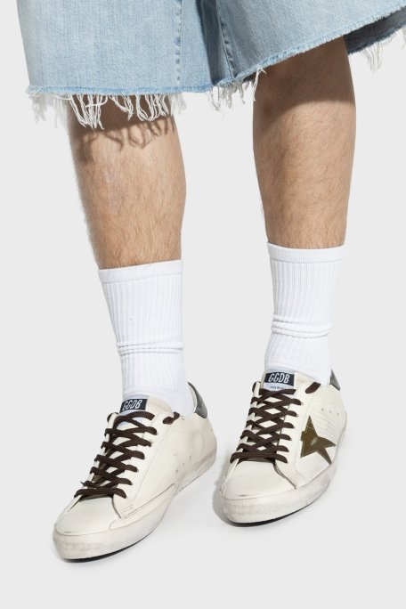 Golden Goose Logolu Hakiki Deri Sneaker Erkek Ayakkabı GMF00101.F007516.83112 BEYAZ - Golden Goose (1)