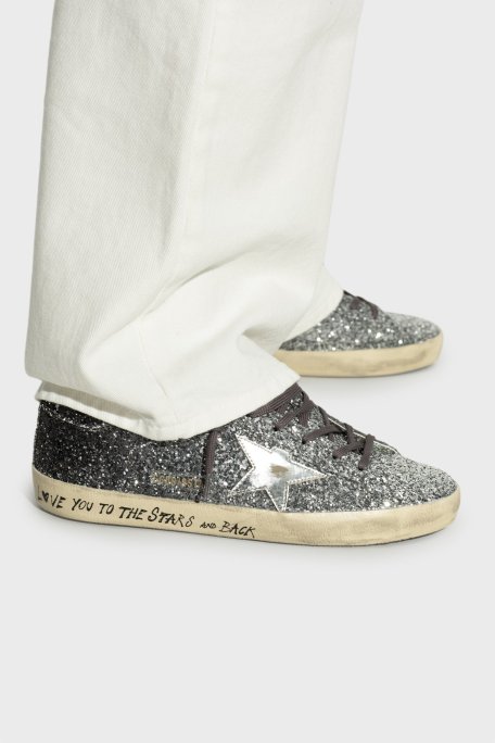 Golden Goose Simli Hakiki Deri Sneaker Bayan Ayakkabı GWF00101.F007470.60246 GÜMÜŞ-SİYAH - Golden Goose (1)