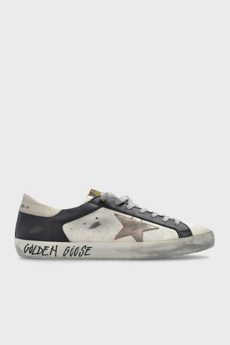 Golden Goose Vintage Deri Sneaker Erkek Ayakkabı GMF00103.F006902.82869 BEYAZ-LACİVERT - Golden Goose