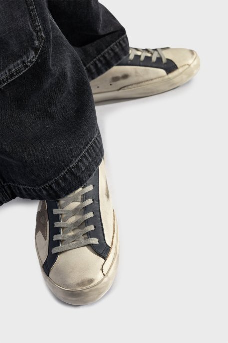 Golden Goose Vintage Deri Sneaker Erkek Ayakkabı GMF00103.F006902.82869 BEYAZ-LACİVERT - Golden Goose (1)