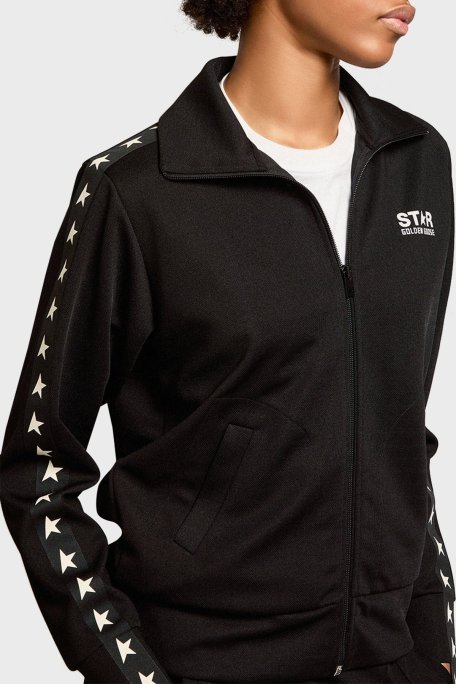 Golden Goose Vintage Fermuarlı Dik Yaka Bayan Sweat GWP00875.P000520.80203 SİYAH - Golden Goose