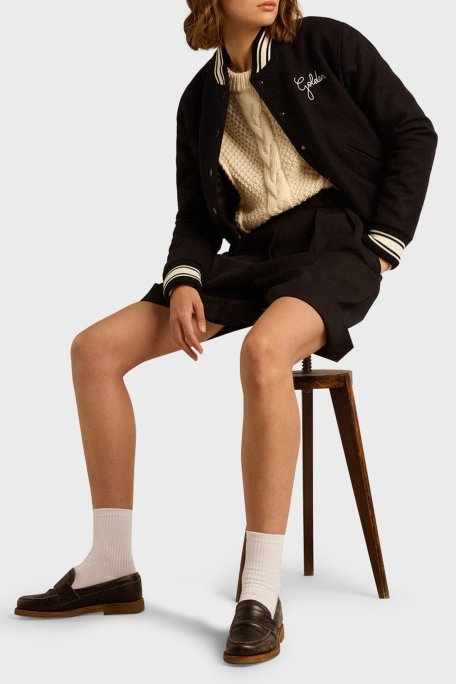 Golden Goose Yünlü Logolu Loose Fit Kolej Yaka Bayan Ceket GWP00832.P000618.50486 LACİVERT - Golden Goose (1)