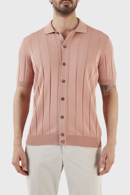 Gran Sasso % 100 Pamuk Regular Fit Düğmeli Triko Erkek Gömlek 57143 20634 329 PUDRA - Gran Sasso