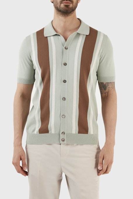 Gran Sasso % 100 Pamuk Regular Fit Kısa Kollu Triko Erkek Gömlek 59135 20646 412 MİNT - Gran Sasso