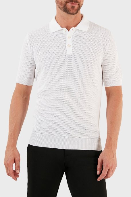 Gran Sasso % 100 Pamuk Slim Fit Düğmeli Erkek Polo T Shirt 57113 20620 002 BEYAZ - Gran Sasso