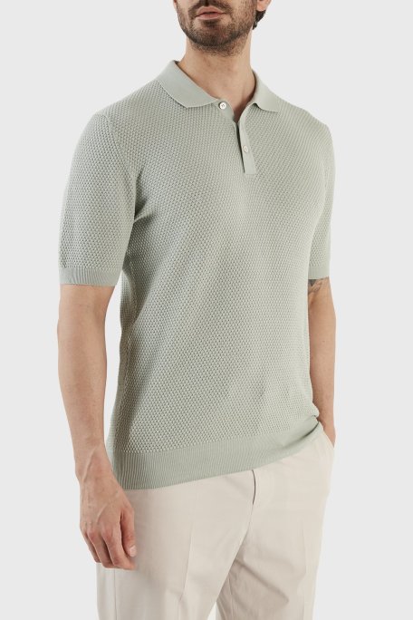 Gran Sasso % 100 Pamuk Slim Fit Düğmeli Erkek Polo T Shirt 57113 20620 412 MİNT - Gran Sasso (1)