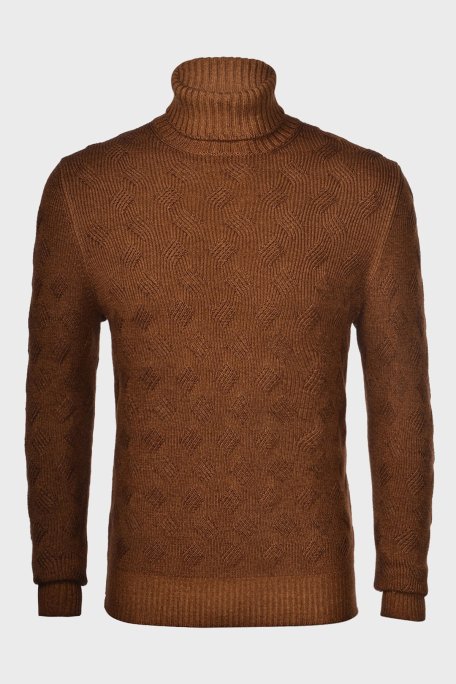 Gran Sasso % 100 Yün Balıkçı Yaka Erkek Kazak 23166 31713 123 KAHVE - Gran Sasso