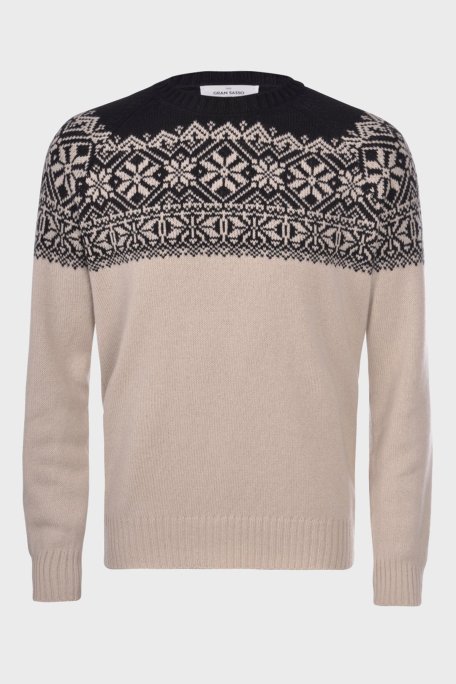 Gran Sasso % 100 Yün Bisiklet Yaka Erkek Kazak 13125 22628 005 KAHVE-BEJ - Gran Sasso