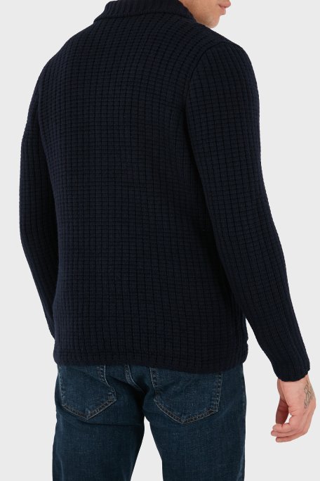 Gran Sasso % 100 Yün Regular Fit Cepli Düğmeli Örme Erkek Ceket 10166 25073 598 LACİVERT - Gran Sasso (1)
