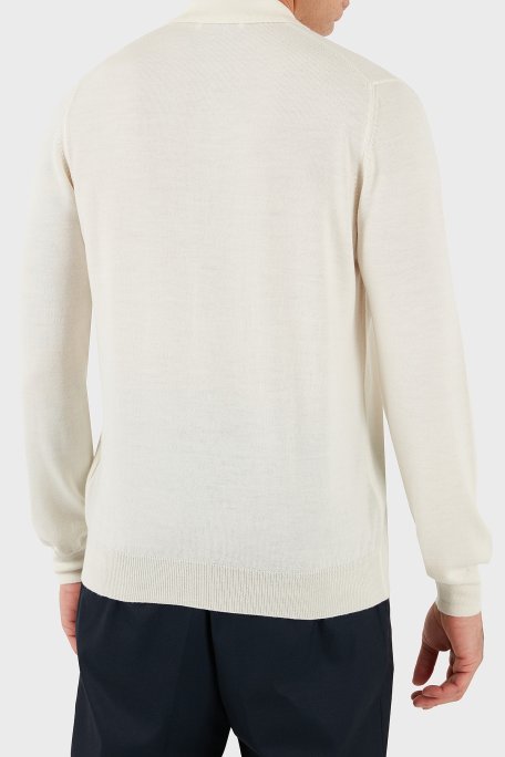 Gran Sasso % 100 Yün Regular Fit Yarım Fermuarlı Erkek Polo Yaka Kazak 55125 14290 005 EKRU - Gran Sasso (1)