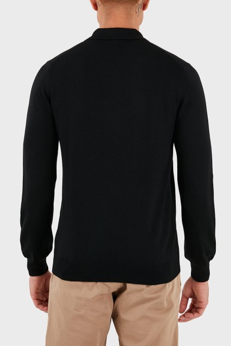 Gran Sasso % 100 Yün Regular Fit Yarım Fermuarlı Erkek Polo Yaka Kazak 55125 14290 099 SİYAH - Gran Sasso (1)