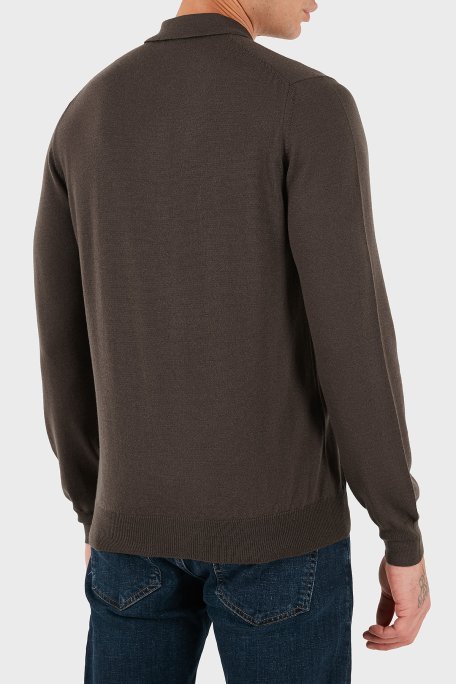 Gran Sasso % 100 Yün Regular Fit Yarım Fermuarlı Erkek Polo Yaka Kazak 55125 14290 177 KAHVE - Gran Sasso (1)