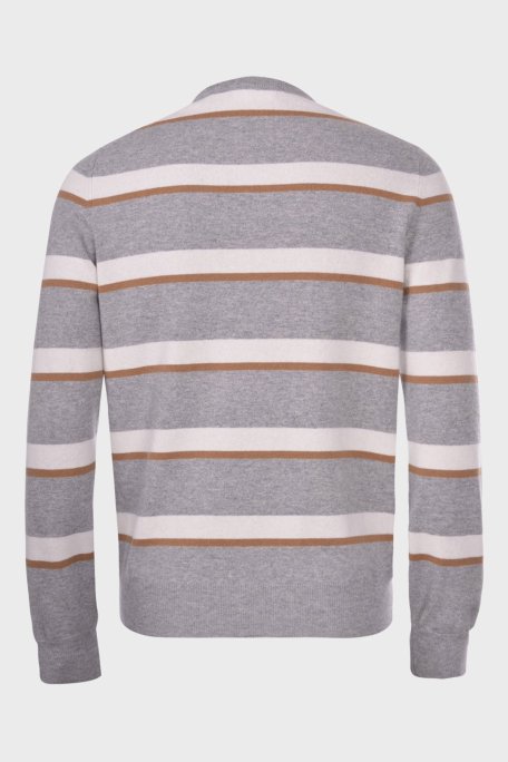 Gran Sasso Çizgili Yün ve Kaşmir Karışımlı Erkek Kazak 57167 19670 061 GRİ - Gran Sasso (1)