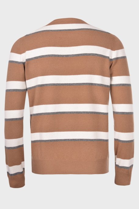 Gran Sasso Çizgili Yün ve Kaşmir Karışımlı Erkek Kazak 57167 19670 117 KAHVE - Gran Sasso (1)