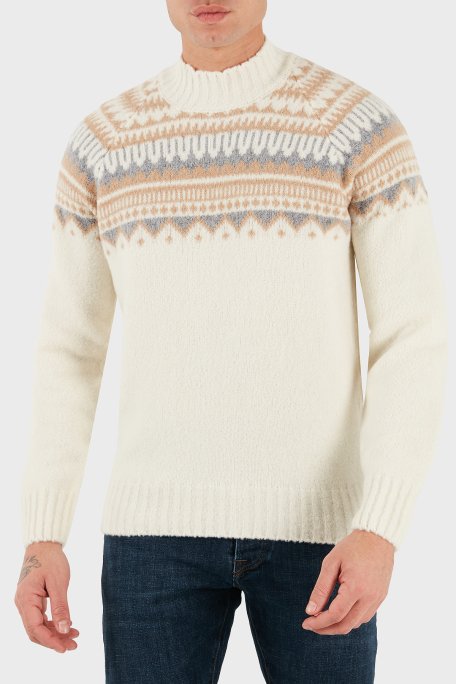Gran Sasso Desenli Yün Karışımlı Regular Fit Balıkçı Yaka Erkek Kazak 13186 24017 005 BEJ - Gran Sasso