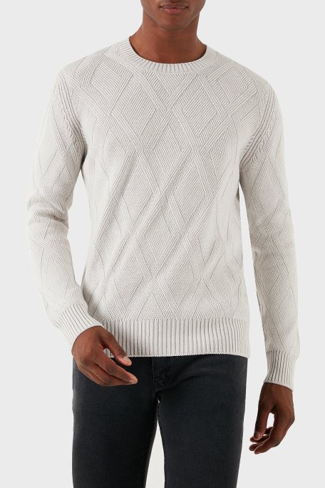 Gran Sasso Desenli Yün Karışımlı Regular Fit Bisiklet Yaka Erkek Kazak 23155 19677 001 GRİ - Gran Sasso