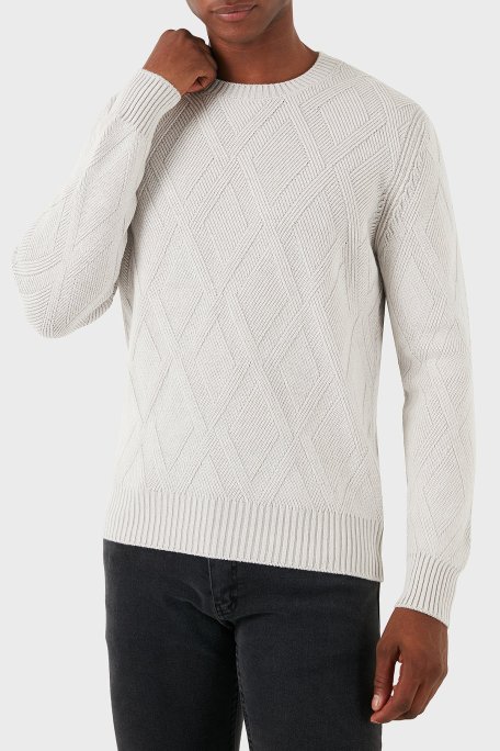 Gran Sasso Desenli Yün Karışımlı Regular Fit Bisiklet Yaka Erkek Kazak 23155 19677 001 GRİ - Gran Sasso (1)