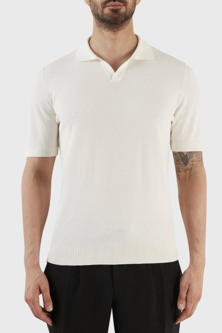 Gran Sasso İpek ve Pamuk Karışımlı Regular Fit Erkek Polo T Shirt 43171 16221 002 BEYAZ - Gran Sasso