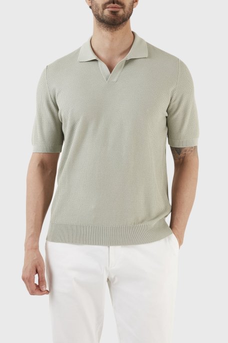Gran Sasso İpek ve Pamuk Karışımlı Regular Fit Erkek Polo T Shirt 43171 16221 412 MİNT - Gran Sasso