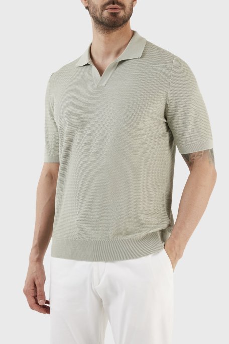 Gran Sasso İpek ve Pamuk Karışımlı Regular Fit Erkek Polo T Shirt 43171 16221 412 MİNT - Gran Sasso (1)