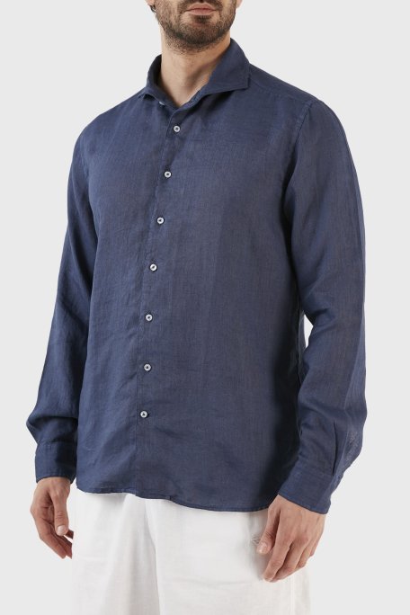 Gran Sasso Regular Fit % 100 Keten Erkek Gömlek 61183 50002 598 LACİVERT - Gran Sasso (1)