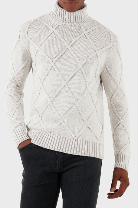 Gran Sasso Yün Karışımlı Desenli Regular Fit Balıkçı Yaka Erkek Kazak 13118 19678 812 GRİ - Gran Sasso