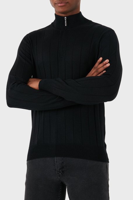 Gran Sasso Yün Karışımlı Regular Fit Dik Yaka Erkek Kazak 57150 13118 099 SİYAH - Gran Sasso (1)